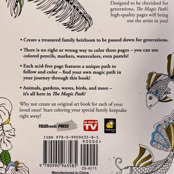 The Magic Path by Colorama Adult Coloring Book Floral Animal Bird Patterns - Picture 3 of 10